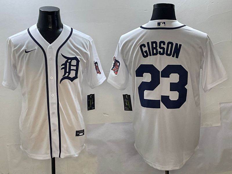 Men Detroit Tigers #23 Gibson White Game Nike 2025 MLB Jersey style 1